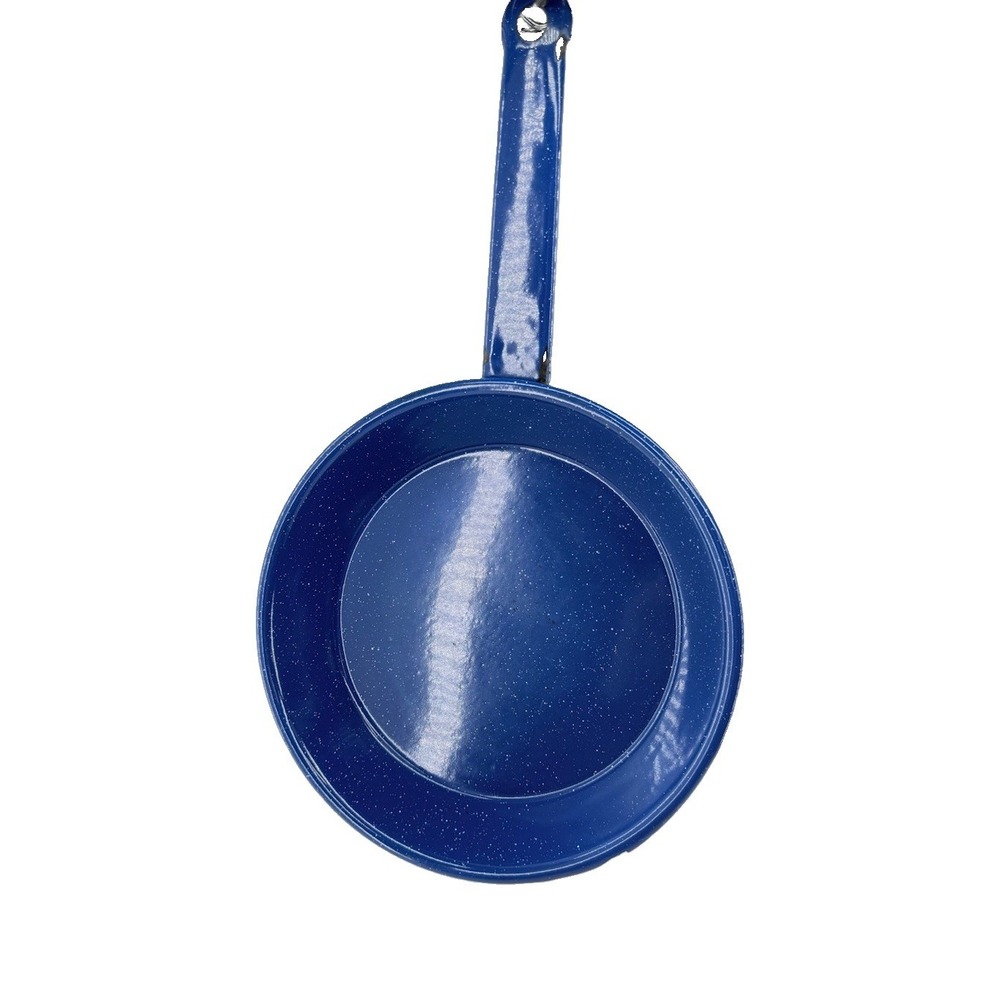 Vintage Royal Blue Speckled Enamelware 9" Pan Skillet with Handle Camping Home